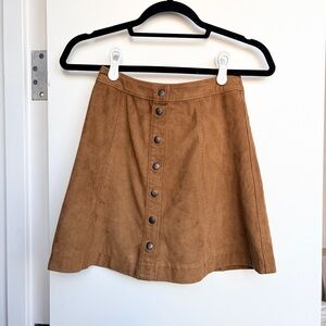 Abercrombie & Fitch Brown Button Front A-Line Skirt
